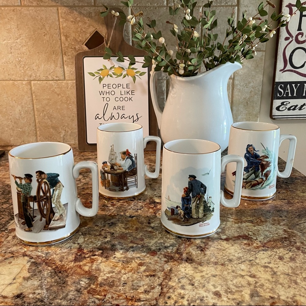 Vintage Norman Rockwell collector mugs